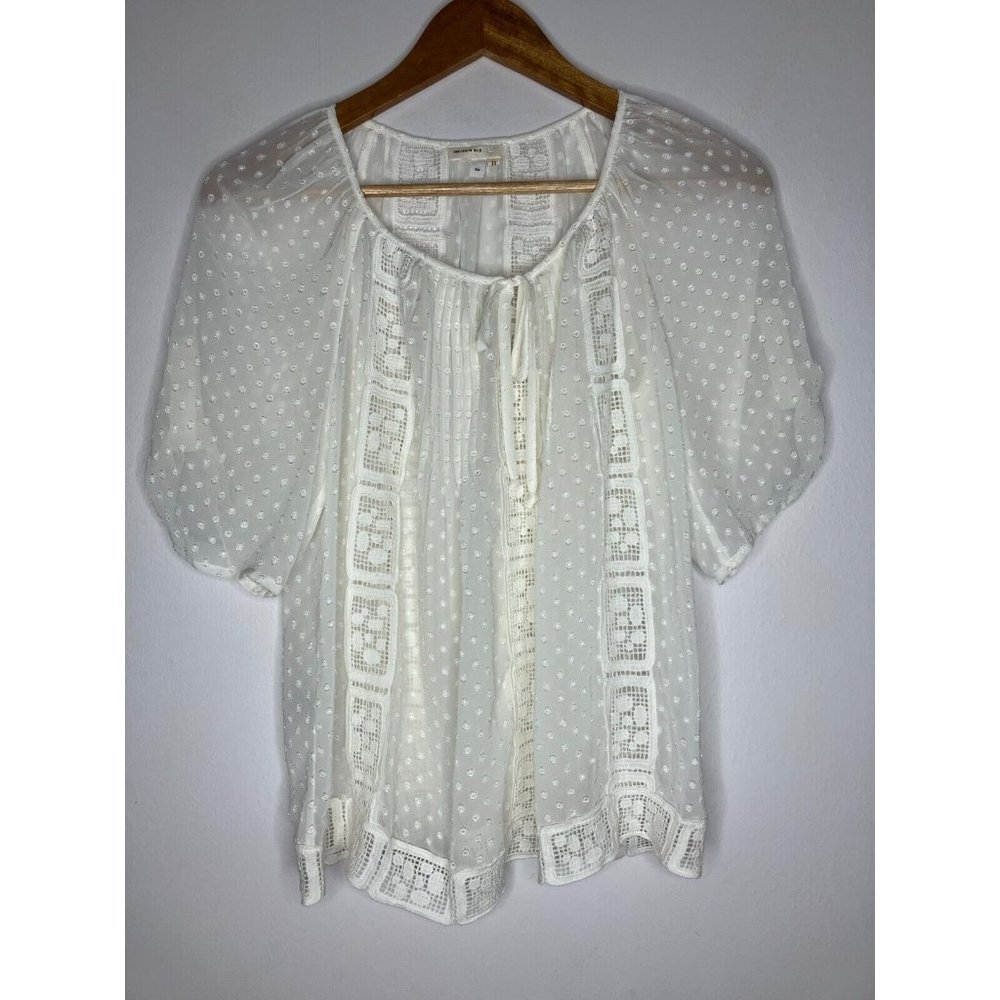 Meadow Rue Women's XS Cream Boho Sheer Blouse